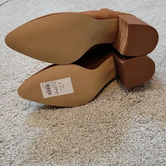 AQUA Dante Women's Pointed Toe Suede Booties Brown Suede Size 9.5 - Picture 8 of 8